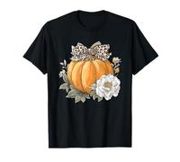 Coquette Leopard Cheetah Bow Pumpkin Aesthetic Vintage Fall T-Shirt