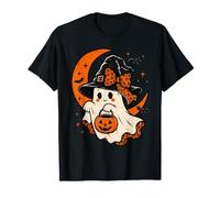 Coquette Leopard Ghost Cute Striped Halloween Boo Witch T-Shirt
