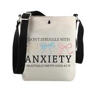 Coquette Mental Health Gift I Don't Struggle With Anxiety Crossbody Bag Anxiety Therapist Gift, I Don't Struggle C Bag