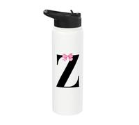 Coquette Monogram Letter Z with Pink Bow Initial Name Stainless Steel Insulated Water Bottle