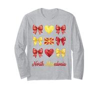 Coquette North Macedonia Flag Macedonian Girls Long Sleeve T-Shirt