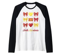 Coquette North Macedonia Flag Macedonian Girls Raglan Baseball Tee
