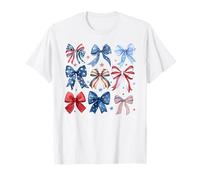 Coquette Patriotic Bows American Flag July 4th Women Girls T-Shirt