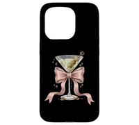Coquette Pink Bow And Cocktails Olive Martini Drinking Girly Case for iPhone 15 Pro