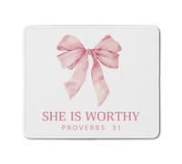 Coquette Pink Bow Christian Gifts Mouse Pad,Girly Aesthetic Bible Verse Mouse Pads Mousepad for Desk Office Computers Laptop, Preppy Girly Bow Office Supplies Desk Accessories, 9.4"x7.9"