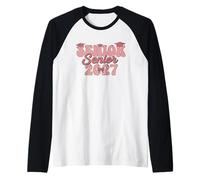 Coquette Pink Bow Senior 2027 Class of Graduation Raglan Baseball Tee