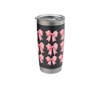 Coquette Pink Bows with Hearts Pattern Valentine Theme Stainless Steel Insulated Tumbler