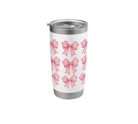 Coquette Pink Bows with Hearts Pattern Valentine Theme Stainless Steel Insulated Tumbler