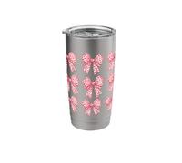 Coquette Pink Bows with Hearts Pattern Valentine Theme Stainless Steel Insulated Tumbler
