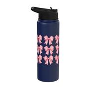 Coquette Pink Bows with Hearts Pattern Valentine Theme Stainless Steel Insulated Water Bottle
