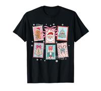 Coquette Pink Preppy Christmas Stamps Coquette Bow Christmas T-Shirt