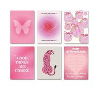 Coquette Preppy Room Decor - 6pcs Canvas Posters for Teen Girls & College Dorm - Pink Wall Art, 20x25cm