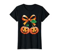 Coquette Pumpkin Cherries Autumn Girly Halloween Fall Women T-Shirt