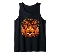 Coquette Pumpkin Halloween Leopard Bow Fall Leaves Party Tank Top