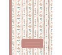 Coquette Red & Green Gingerbread Man, Bows, Candy Canes & Hearts Christmas Festive Aesthetic Journal Notebook - Cute Holiday Writing Notebook with 120 Ruled Pages | Large 8.5” x 11” Matte Cover