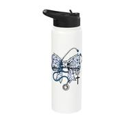 Coquette Stethosope Christian Nurse Works with Willing Hands Stainless Steel Insulated Water Bottle