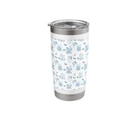 Coquette Vintage Butterfly Flower Toile Pattern Light Blue Stainless Steel Insulated Tumbler