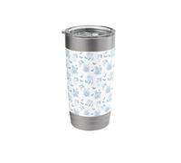 Coquette Vintage Butterfly Flower Toile Pattern Light Blue Stainless Steel Insulated Tumbler