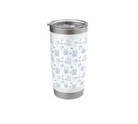 Coquette Vintage Butterfly Flower Toile Pattern Light Blue Stainless Steel Insulated Tumbler