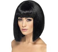 Smiffys Coquette Wig, Black Short with Fringe, Ladies Glamour Wigs Fancy Dress, Adult Dress Up Wigs
