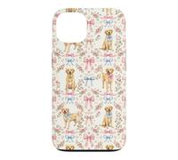 Coquette Yellow Labrador Dog and Bow Pattern Hand Painted Case for iPhone 13