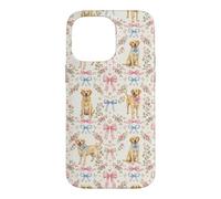 Coquette Yellow Labrador Dog and Bow Pattern Hand Painted Case for iPhone 14 Pro Max