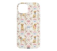 Coquette Yellow Labrador Dog and Bow Pattern Hand Painted Case for iPhone 15 Plus