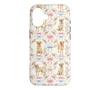 Coquette Yellow Labrador Dog and Bow Pattern Hand Painted Case for iPhone 16