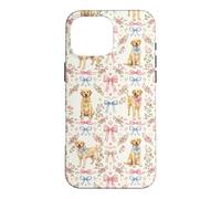 Coquette Yellow Labrador Dog and Bow Pattern Hand Painted Case for iPhone 16 Pro Max