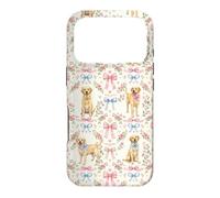 Coquette Yellow Labrador Dog and Bow Pattern Hand Painted Case for iPhone 17 Pro