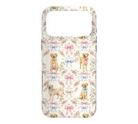 Coquette Yellow Labrador Dog and Bow Pattern Hand Painted Case for iPhone 17 Pro Max