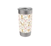 Coquette Yellow Labrador Dog and Bow Pattern Hand Painted Stainless Steel Insulated Tumbler