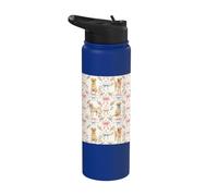 Coquette Yellow Labrador Dog and Bow Pattern Hand Painted Stainless Steel Insulated Water Bottle