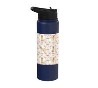 Coquette Yellow Labrador Dog and Bow Pattern Hand Painted Stainless Steel Insulated Water Bottle