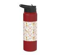 Coquette Yellow Labrador Dog and Bow Pattern Hand Painted Stainless Steel Insulated Water Bottle