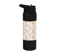 Coquette Yellow Labrador Dog and Bow Pattern Hand Painted Stainless Steel Insulated Water Bottle