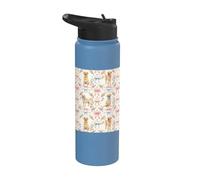 Coquette Yellow Labrador Dog and Bow Pattern Hand Painted Stainless Steel Insulated Water Bottle