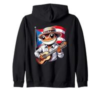 Coqui Playing Guitar With Puerto Rican Flag Zip Hoodie