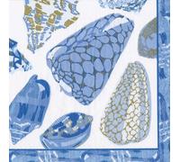 Coquillage Blue Shells Caspari Paper Table Napkins 33 cm Square 3 ply Lunch Napkins