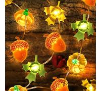 Coquimbo Autumn Decorations, 10ft 30 LED Pumpkin Maple Leaf Lights Battery Operated Fairy String Lights Autumn Harvest Table Indoor Outdoor Fall Decor Halloween Thanksgiving Party Decorations Gifts
