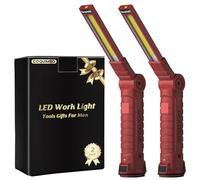 Coquimbo LED Torch Rechargeable Work Light, Gifts for Men Dad Him Inspection Lamp Light with Magnetic Base 360° Rotate Camping Grill Lights (2 Pack, Red)