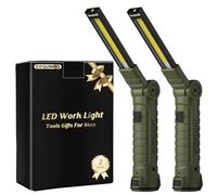 Coquimbo LED Work Light Rechargeable Torch, Gifts for Men Dad Inspection Lamp Light with Magnetic Base 360° Rotate Camping Grill Lights (2 Pack, Green)