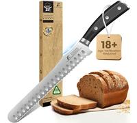 CoquusAid Bread Knife for Homemade Bread, 9 Inch Multifunction Serrated Knife, Razor Sharp Slicer, High Carbon German Steel Bread Cutter, Ergonomic Handle Design for Sourdough Turkey Fruit Cutting