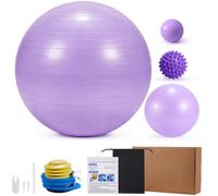 Cor cordium Set of 4 gymnastics balls, consisting of a large ball and 23 cm Pilates ball, a massage ball and hedgehog ball, a burst safe yoga ball with pump for pregnancy,3 sizes