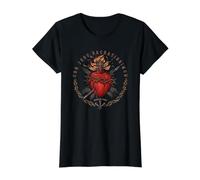 Cor Jesu Sacratissimum Sacred Heart Traditional Catholic Value Graphic T-Shirt, Women, Black, L