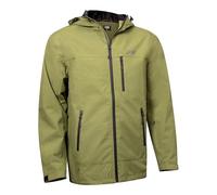 COR Surf Huakai Travel Rain Jacket - Lightweight & Packable Waterproof Jacket, 5 Secret Pockets, 150D Mechanical Stretch Fabric for Mobility, with a Carrying Pouch - S, Green with Black Zipper
