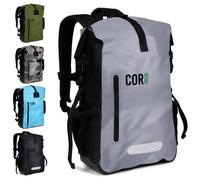 COR Surf Waterproof Dry Bag Backpack - Roll Top Drybag with Padded Laptop Sleeve, Has Welded Seams and Ergonomic Shoulder Pad, Ideal for Boating, Hiking, Kayaking, and More - 25L, Grey