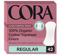 Cora 100% Organic Cotton Topsheet Period Liners (42 Regular Period Liners)