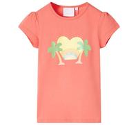 (coral, 116) Kids' T-shirt Short Sleeves Children's T Shirt Tee Rainbow and Palm Print