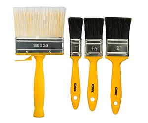 Coral 31310 Essentials Paint Brushes with a Block Brush and Flat Paintbrushes 4 piece pack set